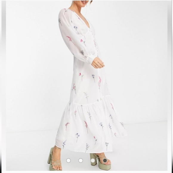 ASOS Floral White Maxi Dress Size 20 - Picture 7 of 7